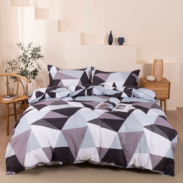 Camara King Size Quilt/Doona/Duvet Cover Set M448 Grey Green Black
