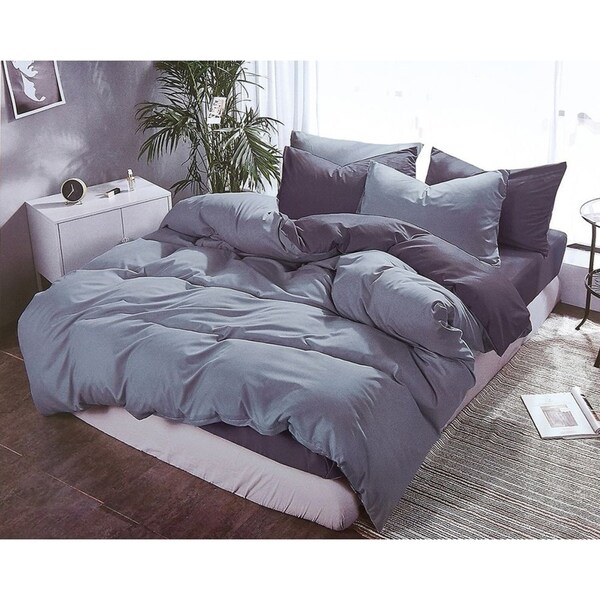 Reversible Super Soft Queen Size Quilt/Duvet Cover & 2 Pillowcases Set - Grey