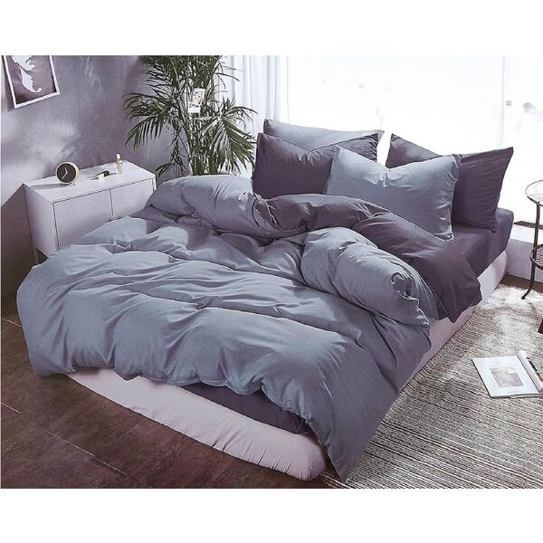 Reversible Super Soft King Size Quilt/Duvet Cover & 2 Pillowcases Set - Grey
