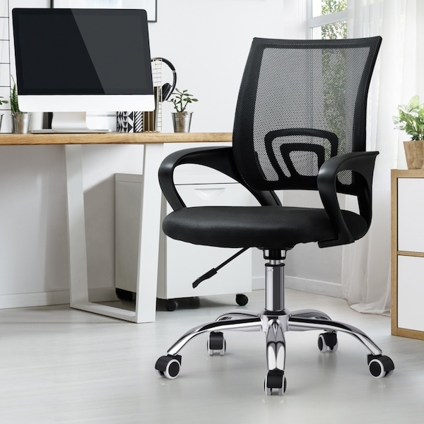 Oikiture Office Gaming Chair Computer Mesh Chairs Executive Foam Seat Black