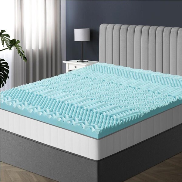 Bedra Single Memory Foam Mattress Topper Cool Gel Bed Bamboo Cover 7-Zone 8CM