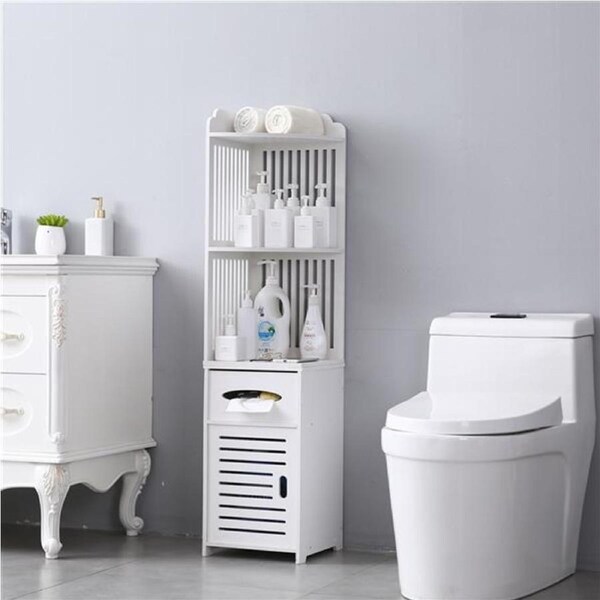 Bathroom Storage Utility Display Cabinet Stand White Waterproof 3 Shelves