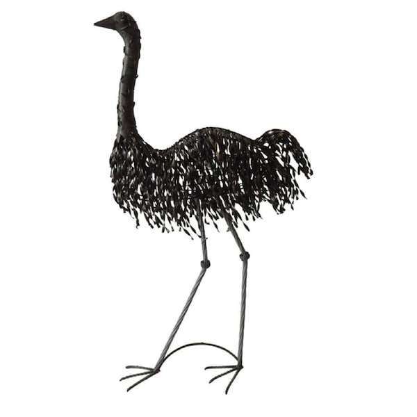 Willow & Silk Emu Garden Ornament Rustic & Black Metal 92cm