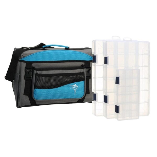 Jarvis Walker Medium Size Fishing Tackle Bag With 3 Tackle Boxes - Lure Bag