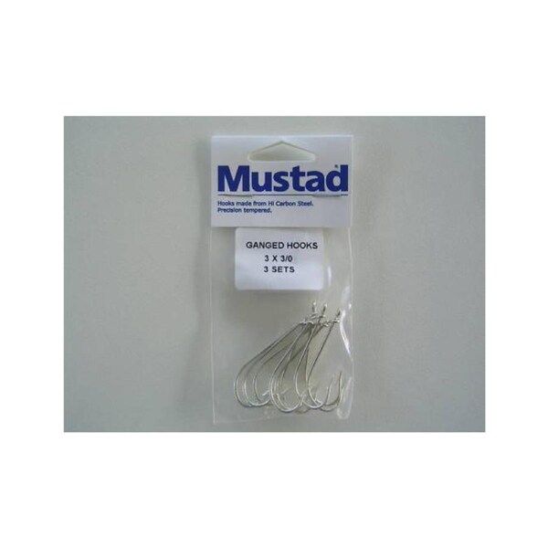 Mustad Pre-Rigged Gang Hooks 3/0 3 Hooks 3 Sets Kirby