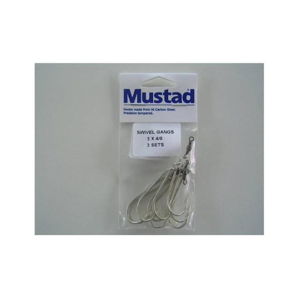 Mustad Pre-Rigged Swivel Gang Hooks 4/0 3 Hooks 3 Sets