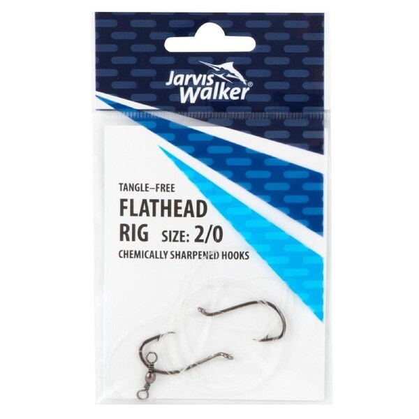 Jarvis Walker Size 2/0 Tangle Free Flathead Rig With Chemically Sharpened Hooks