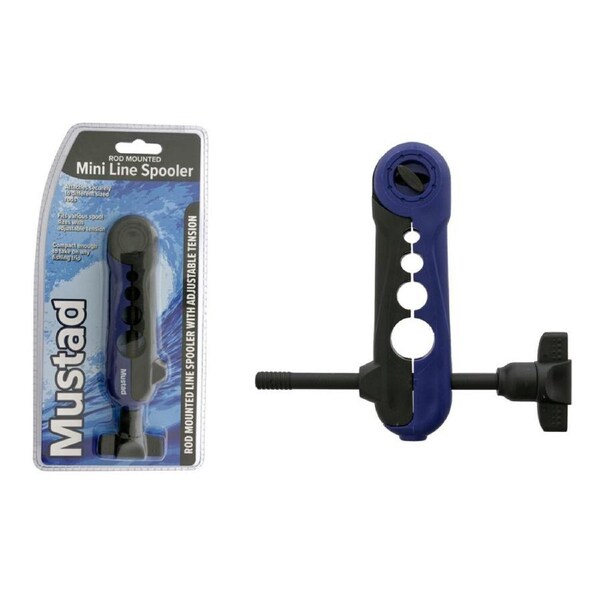 Mustad Rod Mounted Mini Fishing Line Spooler with Adjustable Tension Knob