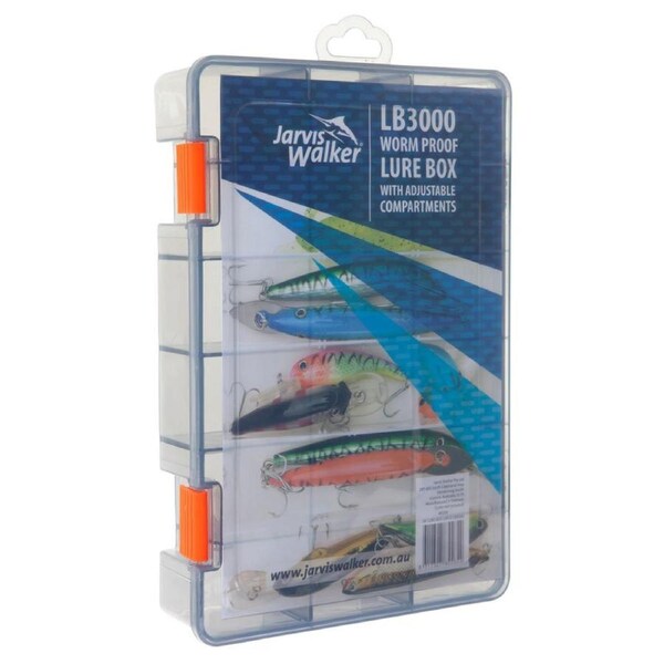 Jarvis Walker LB3000 Worm Proof Lure Tackle Box Adjustable Compartments
