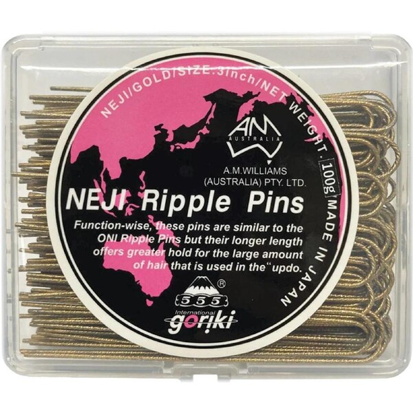 555 Neji Ripple Pins 3' Gold 100g Made In Japan