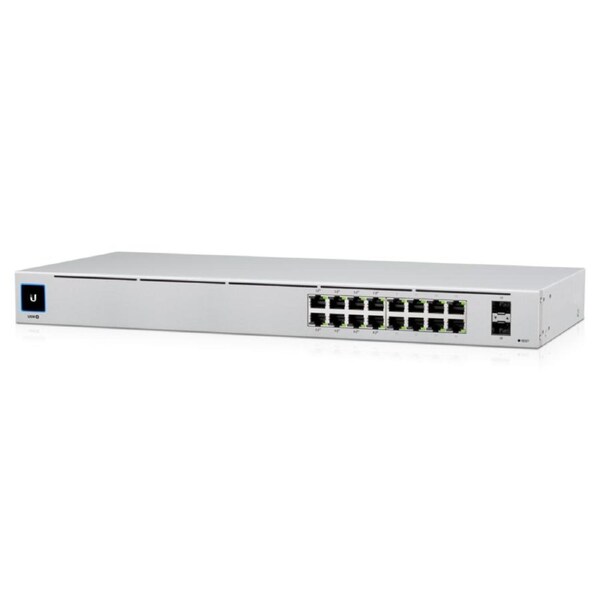 UBIQUITI UniFi 16-port Managed Gigabit Switch - 8x PoE+ Ports, 8x Gigabit Ethernet Ports, with 2x SFP - 60W - Touch Display - Fanless - GEN2