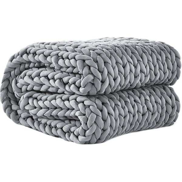 Knitted Adult Weighted Bulky Blanket Grey - 3KG