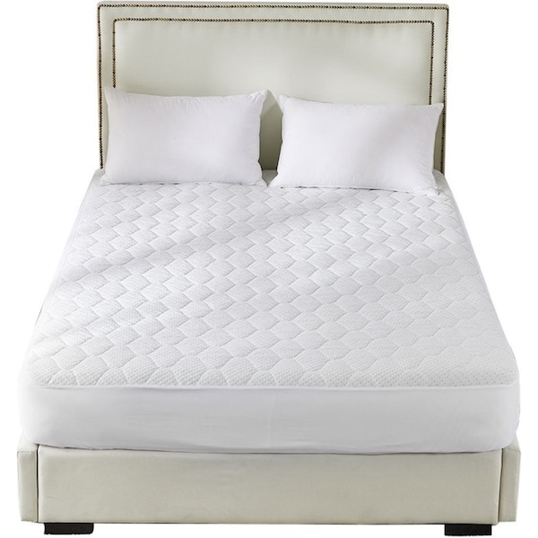 Bamboo Pillowtop Mattress Topper Protector White - Queen