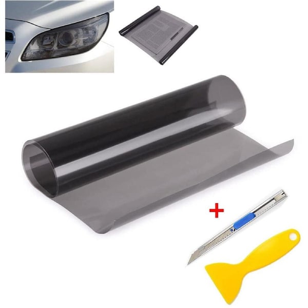 Light Smoke Black Tint Film Head Tail lights Car Vinyl Wrap 30cm x 200cm Tool
