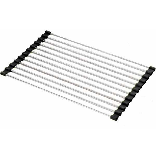 Ozoffer Stainless Steel Dish Rack Drying Drainer Over Sink Rack Roll Up Foldable Kitchen