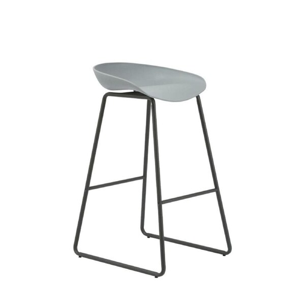 Rapidline Aries Bar Stool Black Powdercoated Frame and Polypropylene Grey Shell Seat