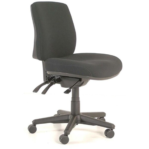 BURO ROMA 3 LEVER MID BACK CHAIR No Arms Black Jett Fabric Upholstery