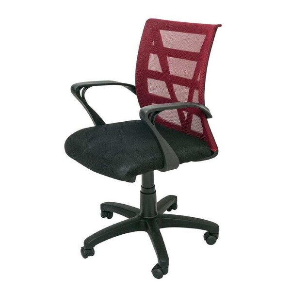 RAPIDLINE VIENNA MEDIUM MESH BACK OFFICE CHAIR With Arms Black Fabric Seat Red Mesh Back