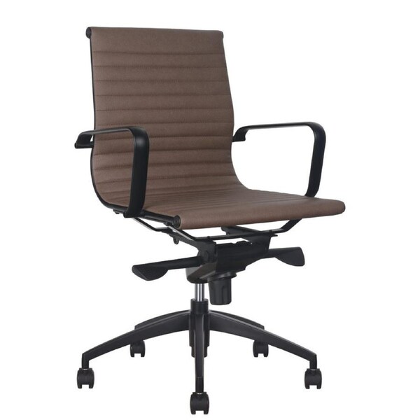 Rapidline Medium Back Executive Chair Black Base And Arms Tan Ribbed Pu Seat