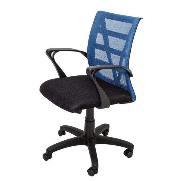 RAPIDLINE VIENNA MEDIUM MESH BACK OFFICE CHAIR With Arms Black Fabric Seat Blue Mesh Back
