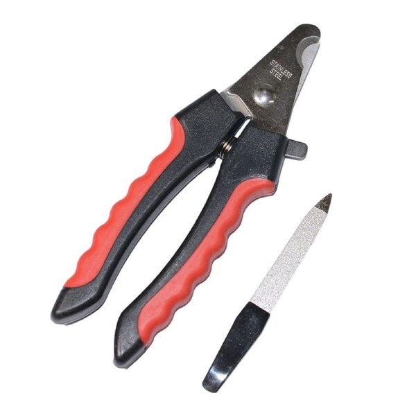 2 x Medium Dog Nail Clipper Grooming Shears Scissors Ergonomic w Steel File Black Red A