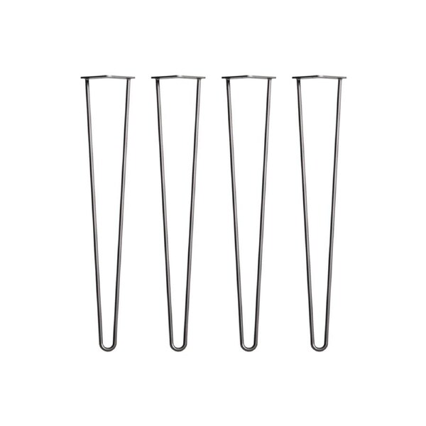 Set of 4 Industrial Retro Hairpin Table Legs 12mm Steel Bench Desk - 71cm Black