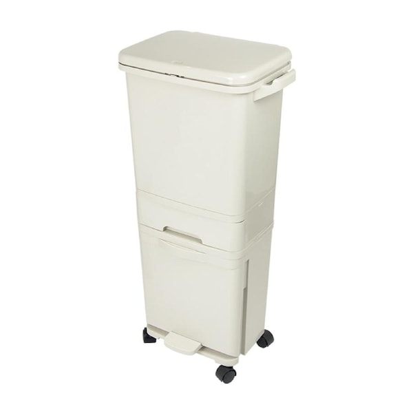 42L Rubbish Bin Waste Trash Can Pedal Recycling Kitchen Wheel 2 Compartment