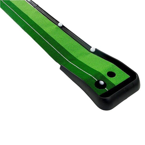 Indoor Practice Putting Green 2.5m Mat Inclined Ball Return Fake Grass 2 Holes