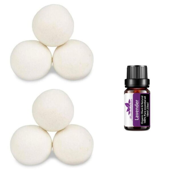 100% Natural Wool Dryer Balls Hand Made Engergy Saving 1000 Loads 6 BALLS With Lavender Essential Oil