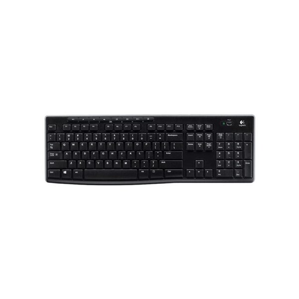 LOGITECH K270 2.4 GHz Wireless Full Size Keyboard 128-bit AES encryption 24-month battery life Spill resistant Durable UV-coated keys