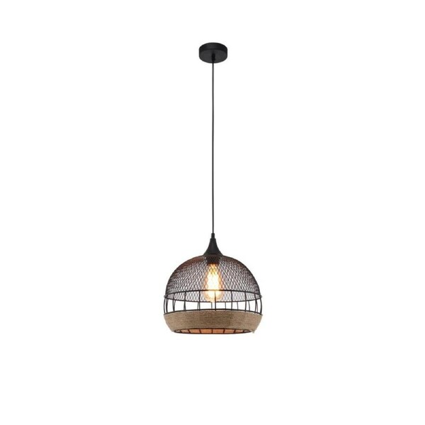 Kasanita Modern Elegant Pendant Lamp Ceiling Light - Black & Natural