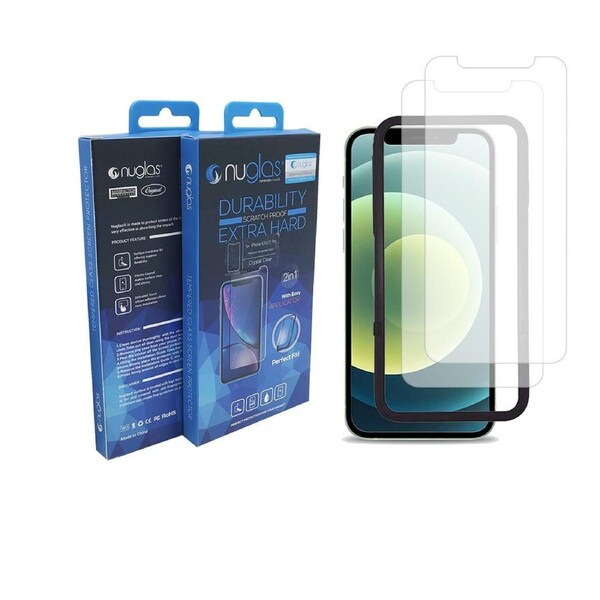 Nuglas 2x Screen protector Tempered Glass for IPhone 12/12 Pro with applicator