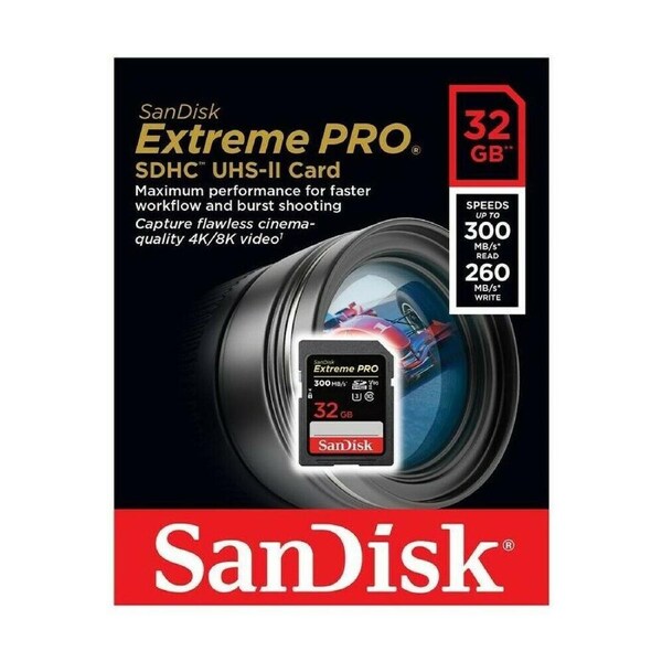 SD Card Sandisk Extreme Pro 32GB SDHC UHS-II Memory Card DSLR 4K Video 300MB/s
