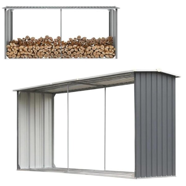 Firewood Log Holder Storage Shelter Fire Wood Shed Galvanised 3.3m x 1.5m