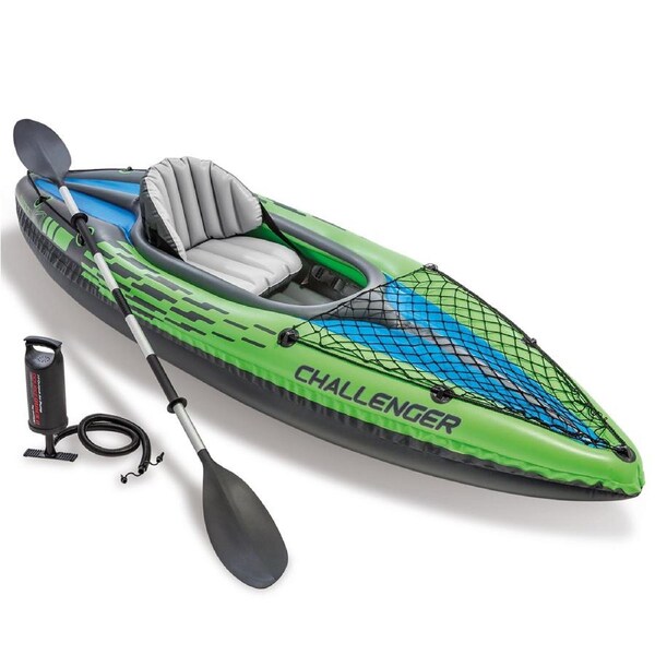 Intex 68305NP Challenger K1 Kayak Inflatable Canoe with Aluminium Paddle and Pump