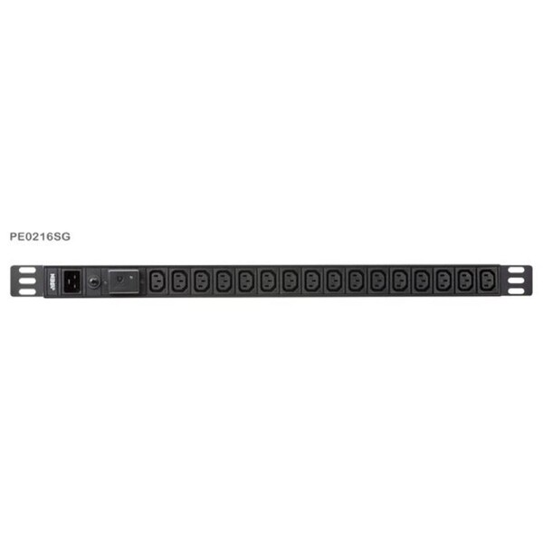 ATEN 0U 16-port Basic PDU with Surge Protection, 100-240VAC, 16AMax, 50-60Hz, 16 x IEC C13, Overcurrent Protection, Aluminum material