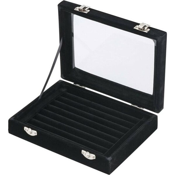 Ozoffer 2pc Jewelry Storage Case Tray Holder Display Earring Ring Ornaments Organize Box