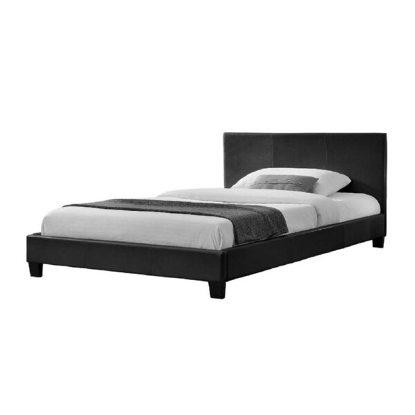 Design Square Modern Designer PU Leather Queen Bed Frame With Headboard - Black