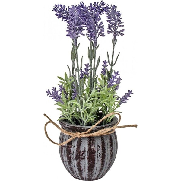 Plastic 27cm Lavender Artificial Indoor Plant/Leaves w/ Ribb Pot/Vase Home Decor