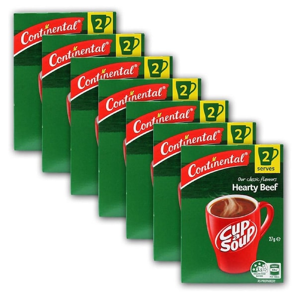 7x 2pc Continental 20g Cup-A-Soup Hearty Beef Soup Packet Instant Food Snack