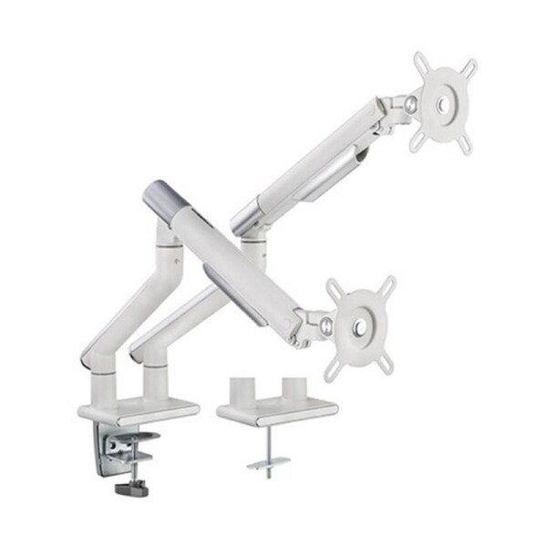 Brateck 109cm Dual 17'-32' Monitor Premium Slim Aluminum Spring Assist Arm White