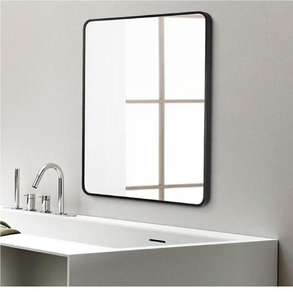 ACA Bathroom Black Framed Rectangular Vanity Makeup Wall Hung Decor Mirror 650x500mm