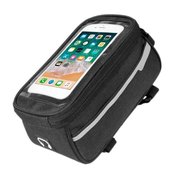 Bike Phone Front Frame Bag Bicycle Bag Waterproof Bike Phone Mount Top Tube Bag- Black