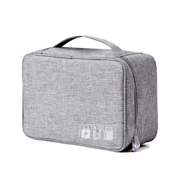 Travel Electronics Organizer, Waterproof Cable Organizer Bag for Electronic Accessories- Grey