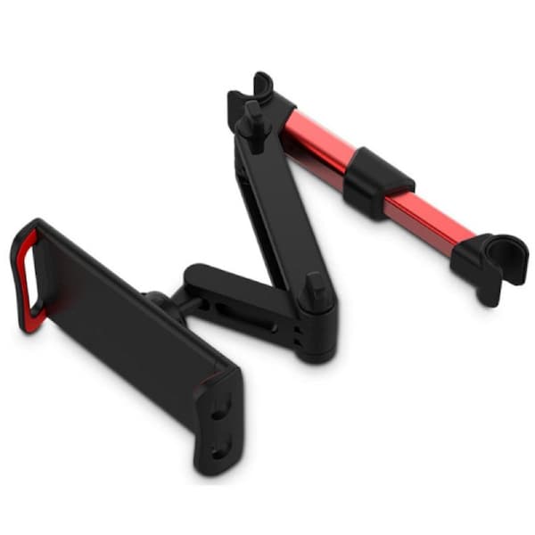 Car Tablet Holder, Headrest Tablet iPad Travel Holder Mount Seat Headrest Tablet Stand Cradle for Kids - Black with Red