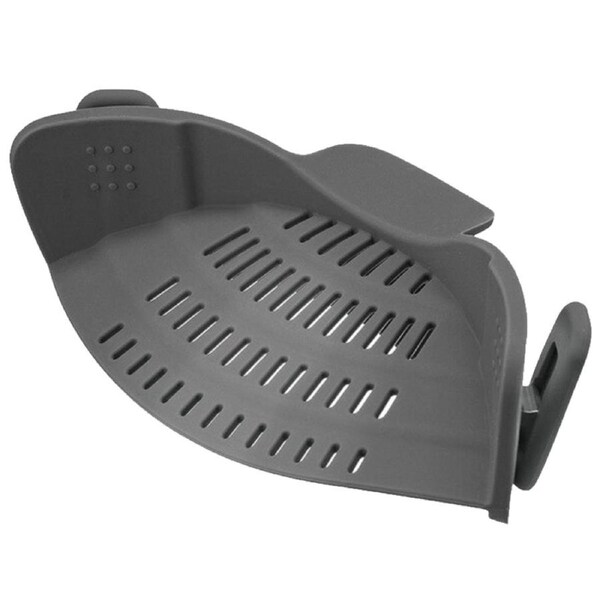 Adjustable Silicone Clip On Strainer for Pots, Pans, and Bowls - Grey