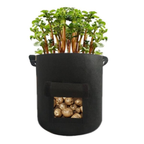 Potato Grow Bags, Garden Planting Bag with Durable Handle - Black