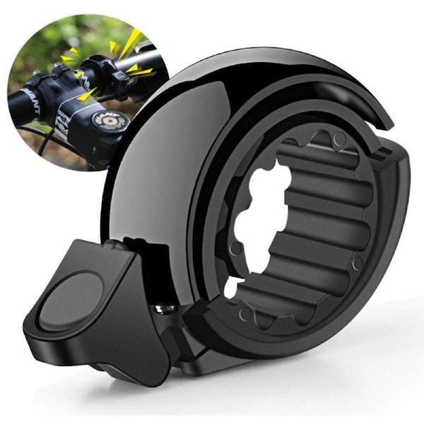 Bike Bell - Original & Luxe Styles, Built in Cable-Clip, Adult/Youth Bicycle Bell- Black
