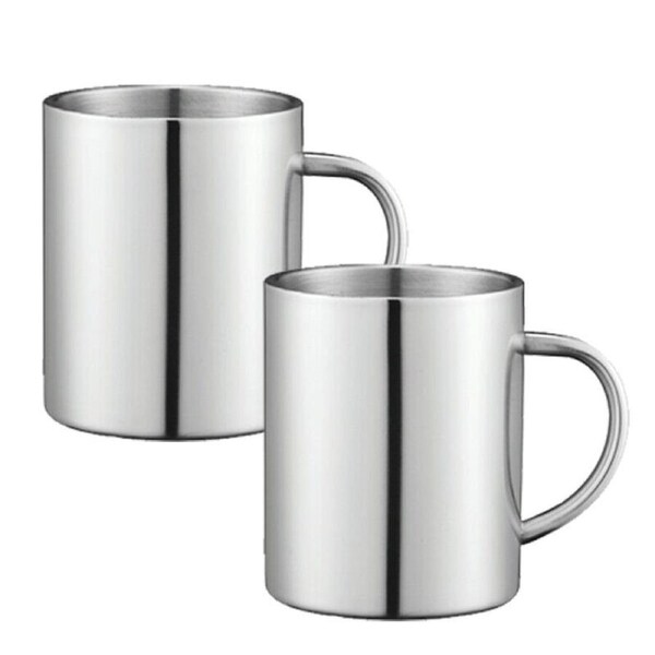 2PCS 450ML Stainless Steel Double Wall Cup Mugs Drinking Coffee Camping Travel