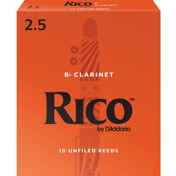 Rico Bb Clarinet Reeds, Strength 2.5, 10-pack